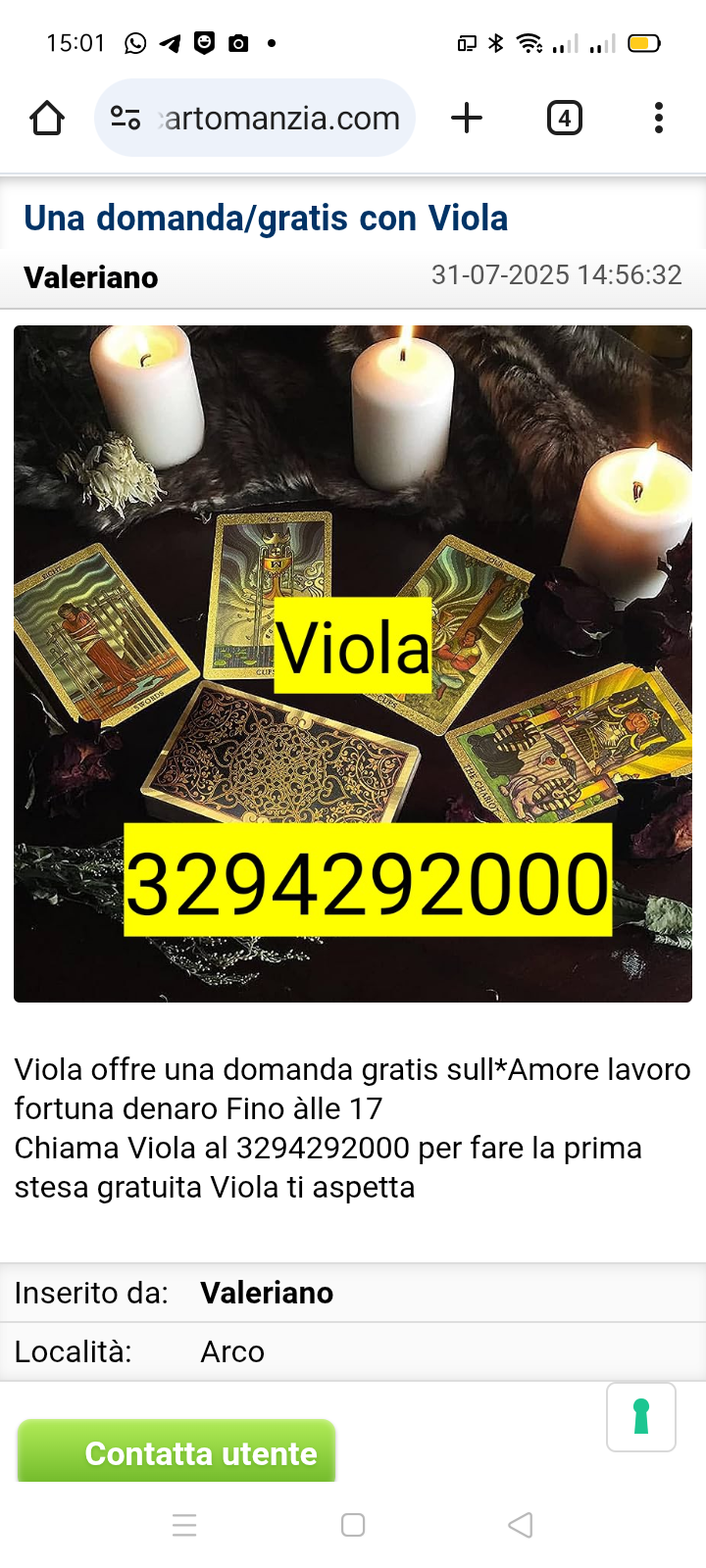 Una domanda gratis con viola al 3294292000
