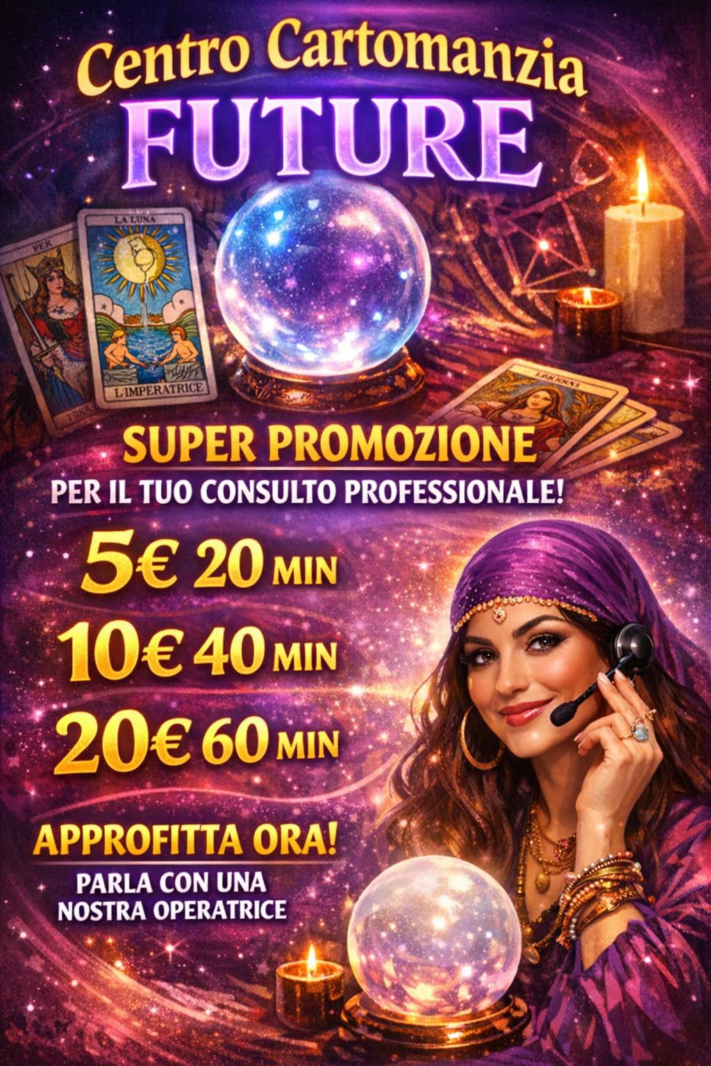 Cartomanzia consulto promozionale. 5x 20min10x40mi