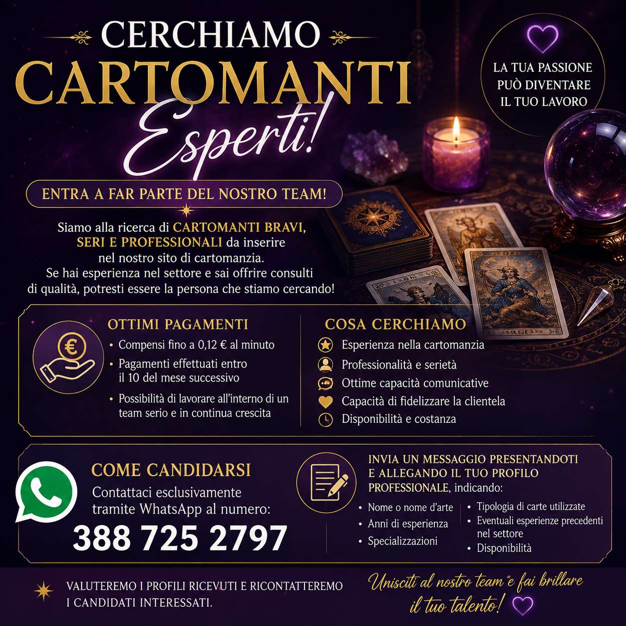 Cerchiamo cartomanti esperti