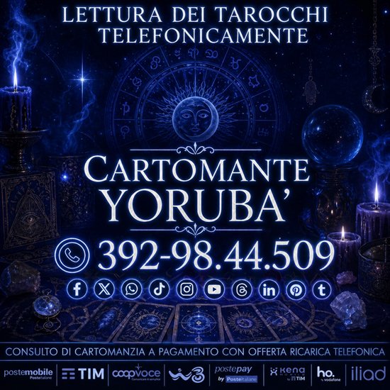 Il Cartomante Yorubà è un professionista che offre letture di tarocchi (Arcani Maggiori) al telefono su appuntamento