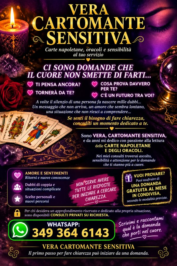 Cartomante sensitiva con anni di esperienza – consulti seri e riservati